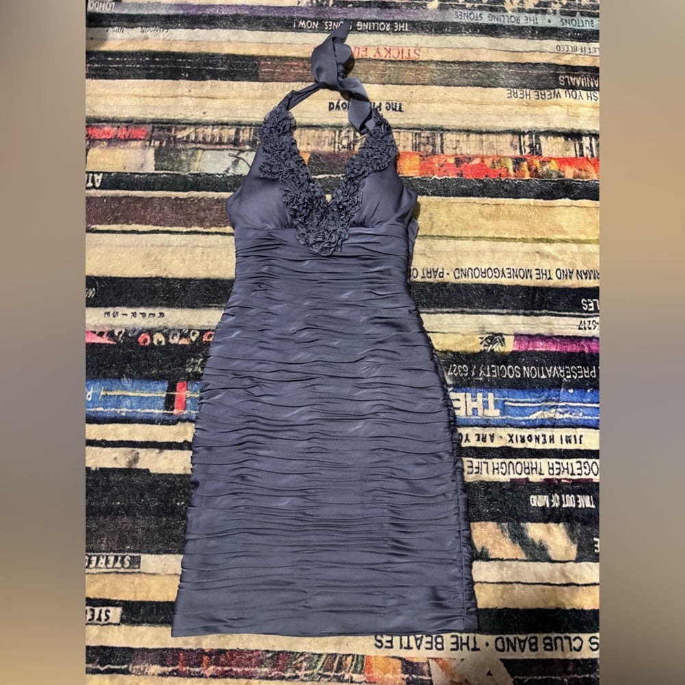 Niteline Blue Halter ruched Dress 4P